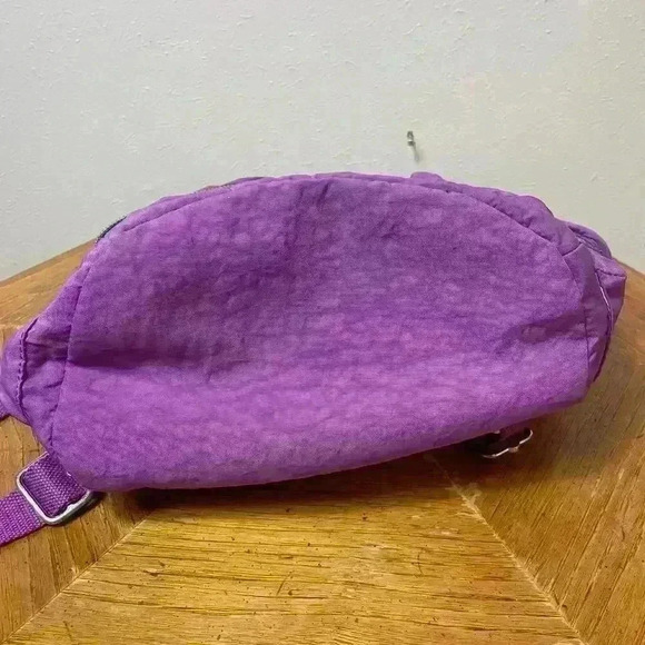 Kipling Small Medium Laptop Backpack Purple Drawstring Monkey Zip Magnetic - Picture 11 of 13